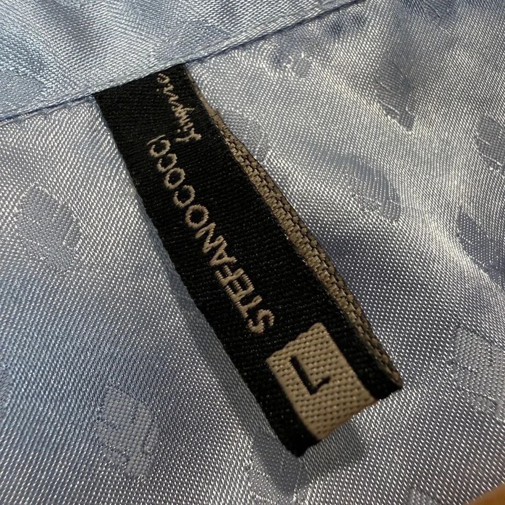 Stefano Cocci Satin Pajama Set Womens Large Top Pants Light Blue‎ Lightweight